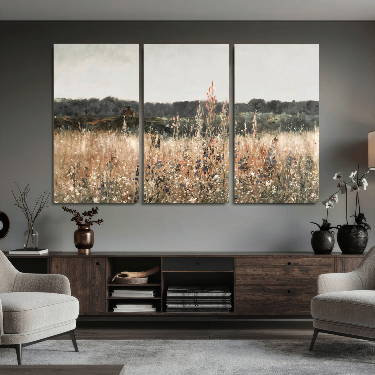 Rustic Field Landscape Wall Art Print, Giclee Canvas Wall