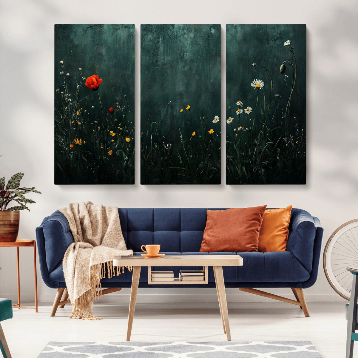 Wildflower Field Framed Wall Art, Vintage Botanical