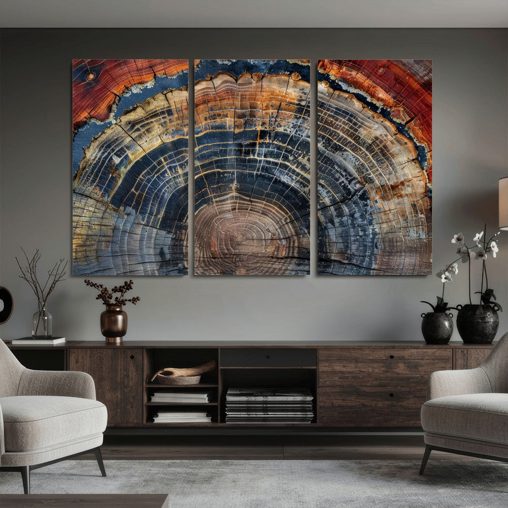 Abstract Tree Ring Wall Art Canvas Print