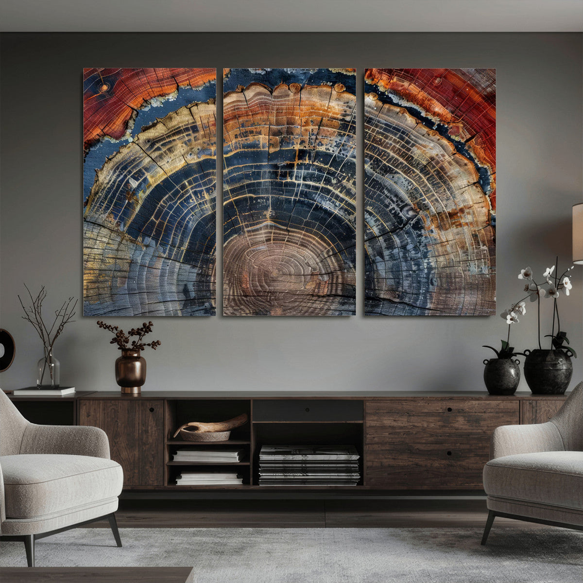 Abstract Tree Ring Wall Art Canvas Print