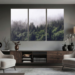 Misty Forest Wall Art | Foggy Forest Canvas Print | Large