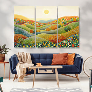 YAYOI KUSAMA Colorful Dot Art Landscape Canvas - Framed