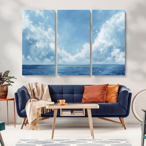 Abstract Ocean Print Artwork- Serene Blue Ocean Canvas Wall