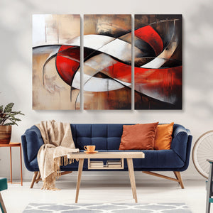 Abstract Wall Art - Modern Red and White Canvas Wall Art