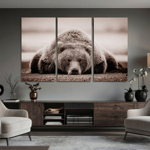 Grizzly Bear Wall Art Print - Bear Canvas Wall Art - Rustic