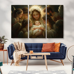 Mary Jesus Canvas Wall Art Print - Madonna and Child with