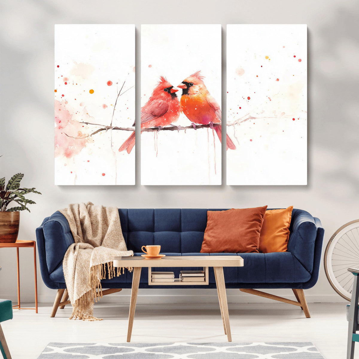 Cardinal Bird Canvas Wall Art - Male and Female Cardinal