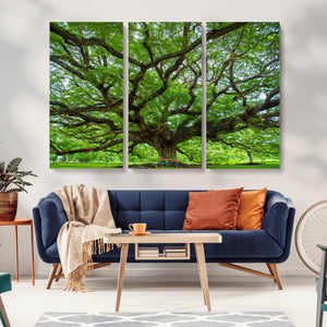 Oak Tree Wall Art Print, Forest Canvas Wall Art for Home and
