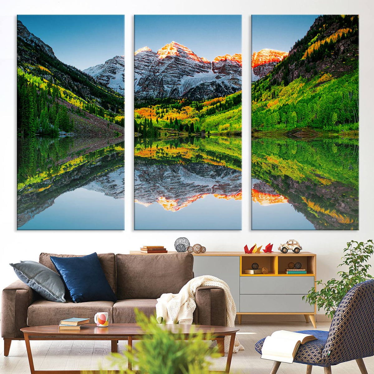 Majestic Snow-Capped Peaks Wall Art Canvas Print, Vibrant