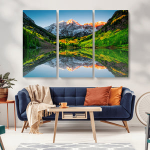 Maroon Bells Lake Wall Art Canvas Print – Framed Majestic