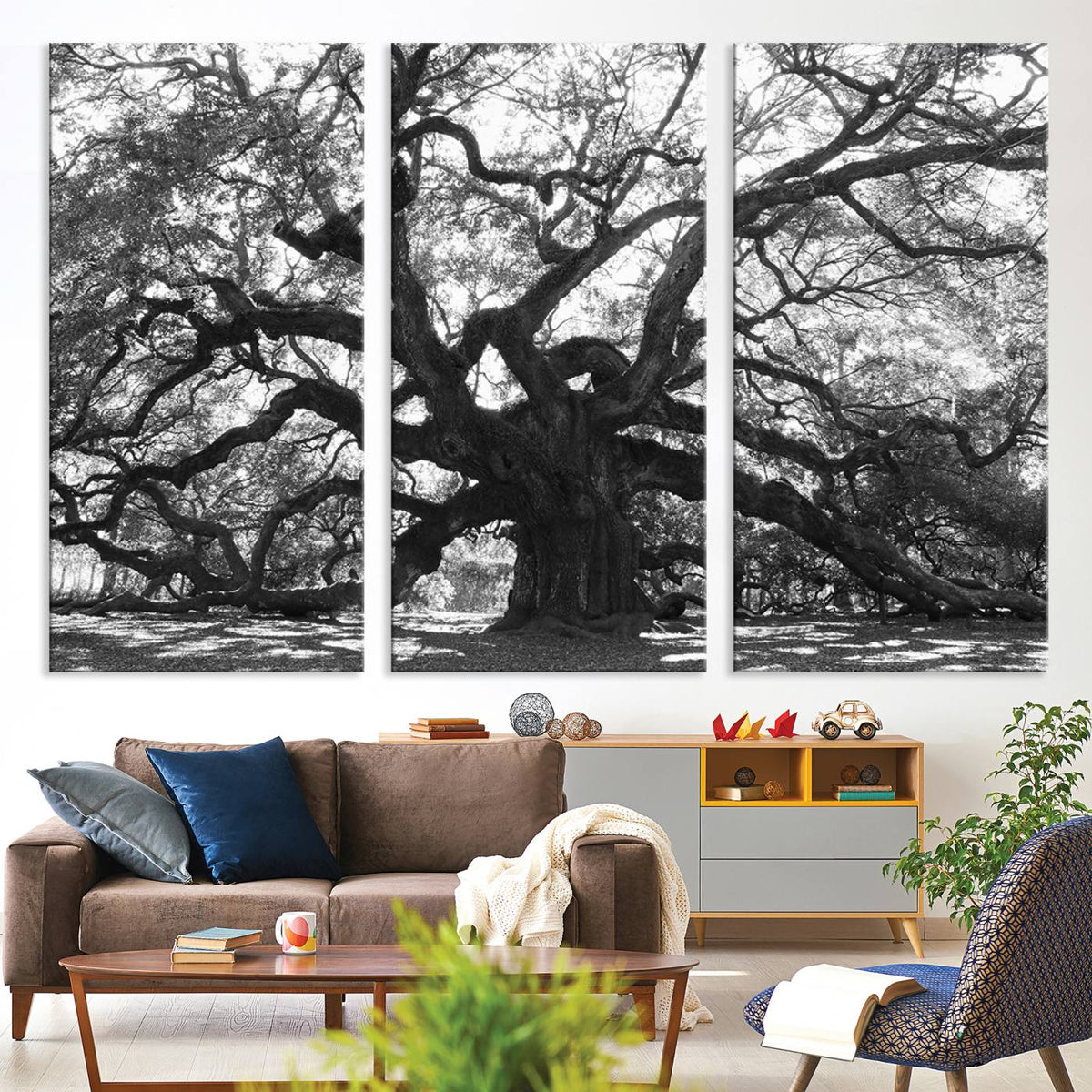 Ancient Oak Wall Art Canvas Print, Majestic Twisted Branches