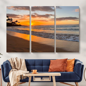 Tropical Beach Wall Art – Framed Sunset Ocean Canvas