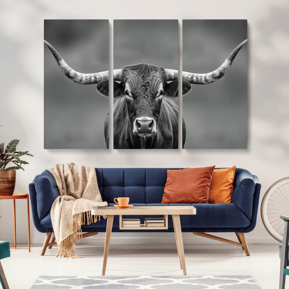Texas Longhorn Wall Art Canvas Print – Framed Western Bull