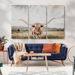 Texas Longhorn Wall Art Canvas Print – Framed Western Cow