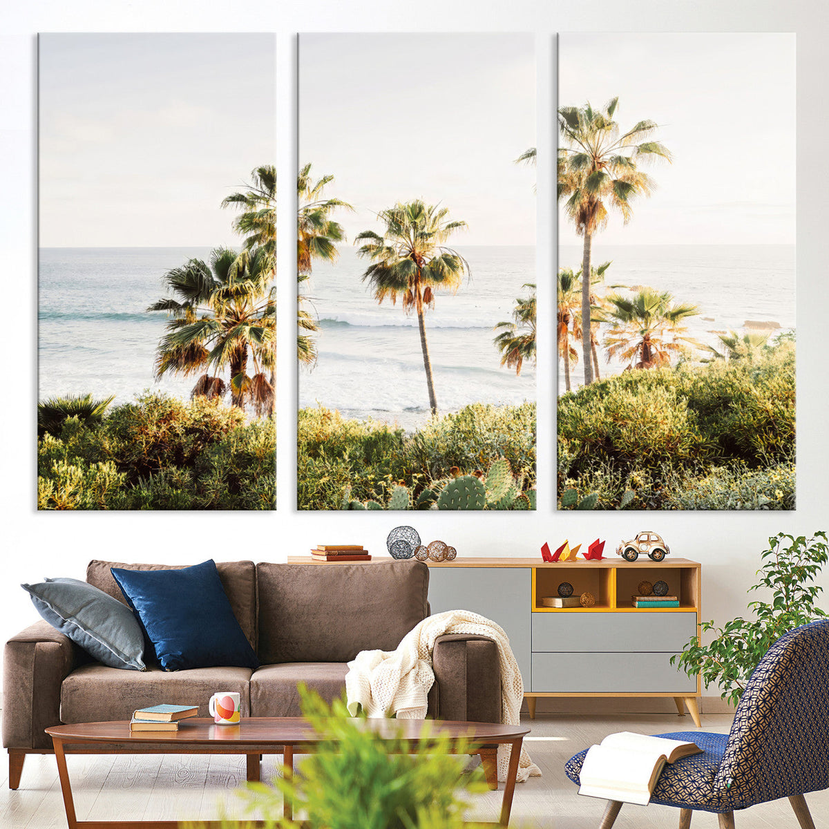 California Coast Palm Trees Wall Art Canvas Print – Framed