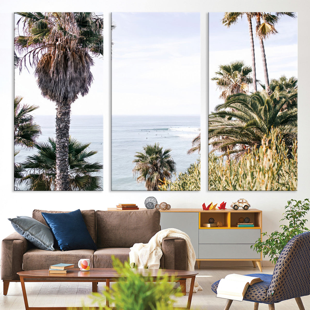 Coastal Palm Trees Wall Art Canvas Print – Framed Ocean