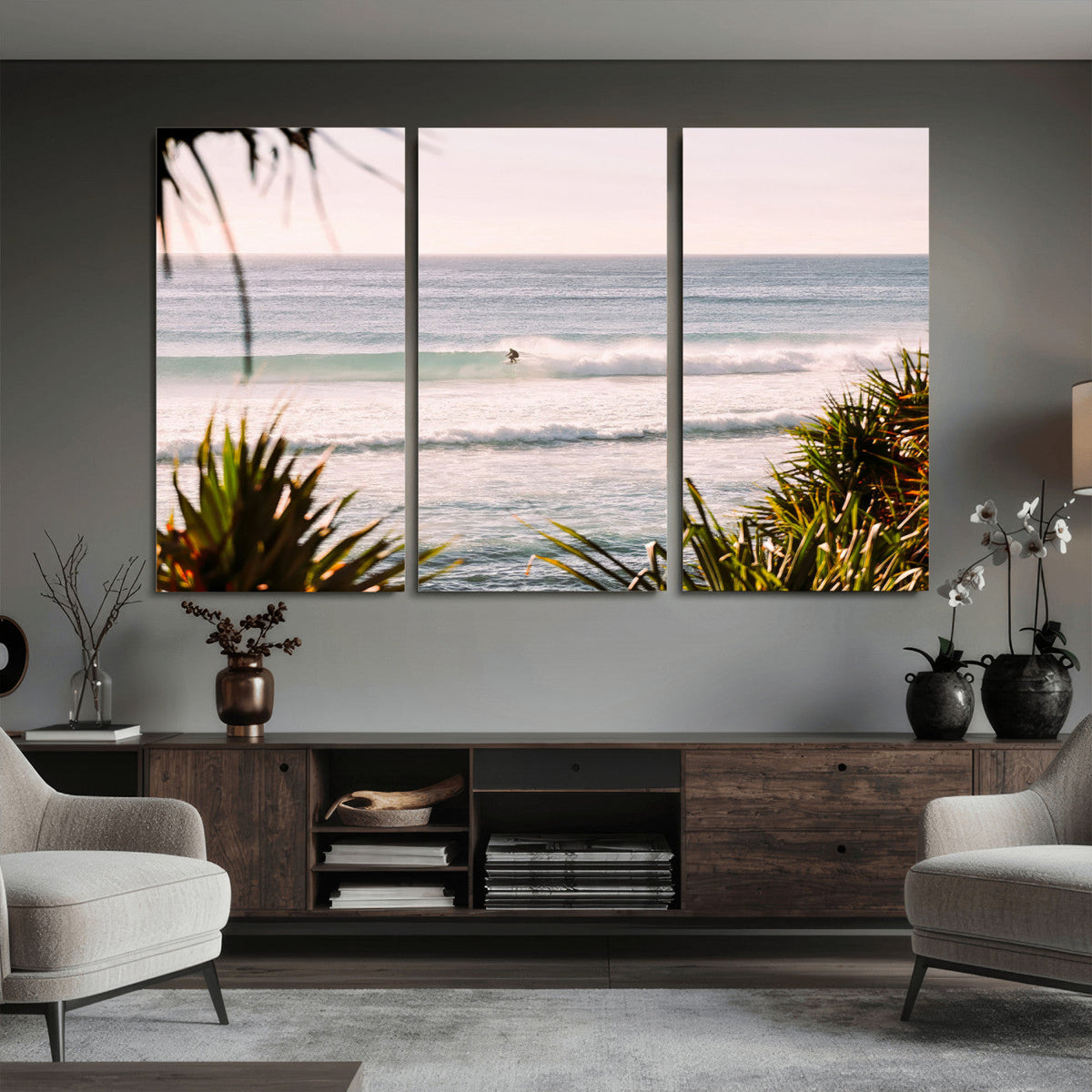 Ocean Surfer Wall Art Canvas Print – Framed Coastal Surf Art