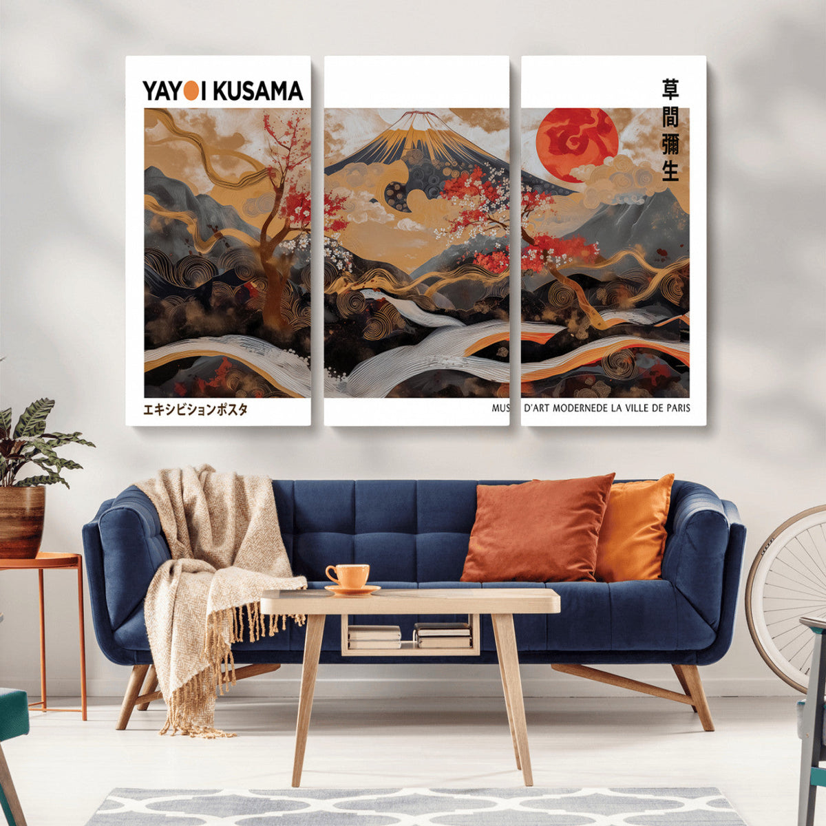 Modern Japanese Wall Art Canvas Print – Framed Abstract