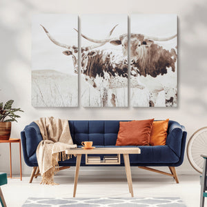 Longhorn Wall Art Canvas Print – Framed Western Cow Rustic