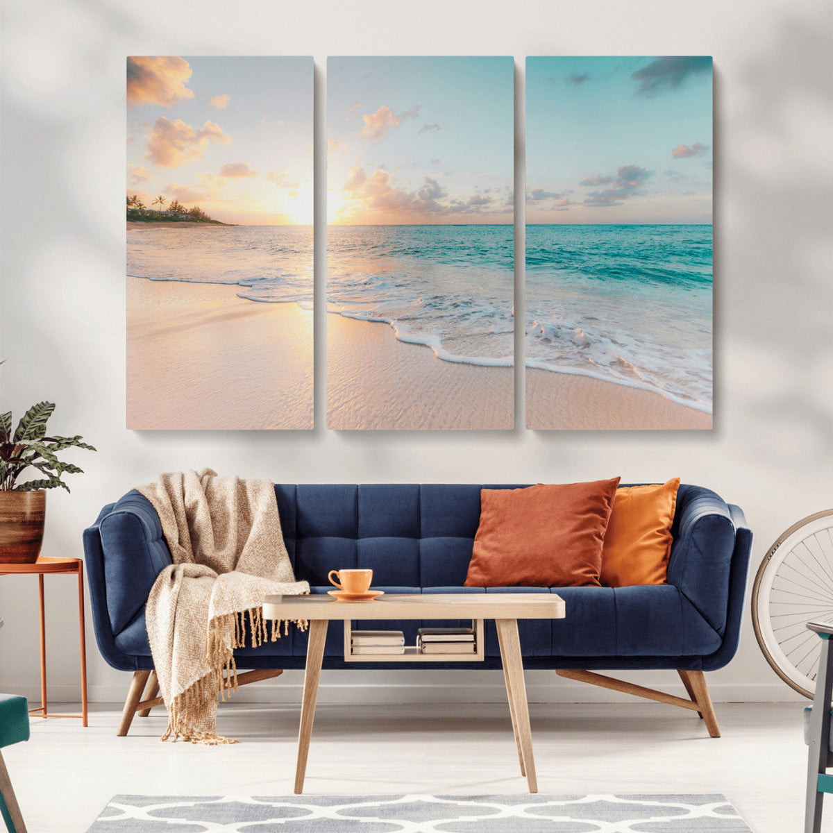 Beach Sunset Wall Art Canvas Print – Framed Ocean Waves