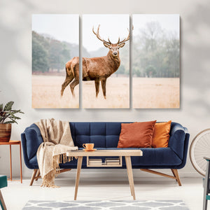 Vintage Wildlife Wall Art Canvas Print – Misty Landscape