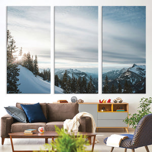 Snowy Mountain Wall Art Canvas Print – Frosty Peaks Alpine