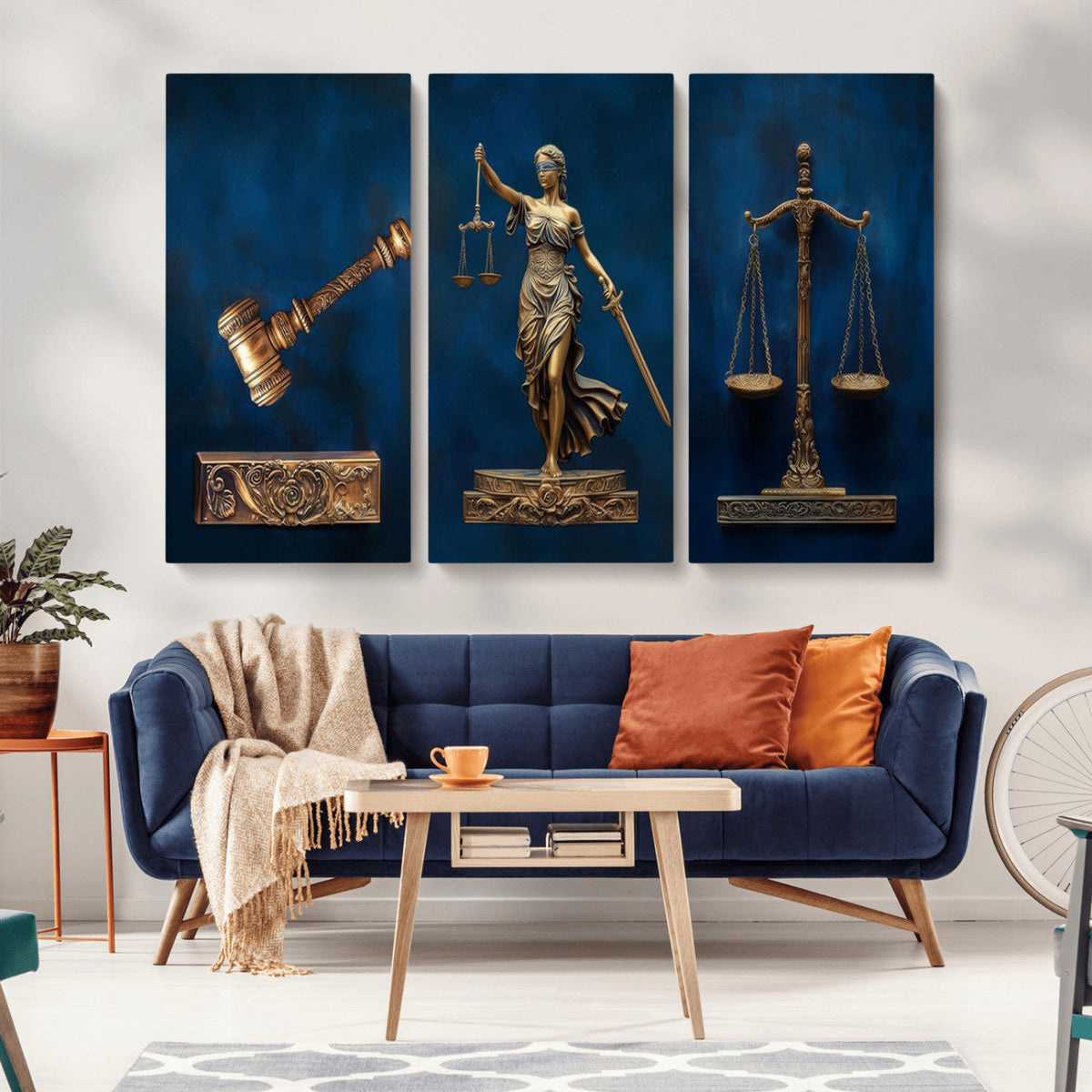 Lady Justice Wall Art Canvas Print – Elegant Gold Legal