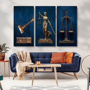 Lady Justice Wall Art Canvas Print – Elegant Gold Legal