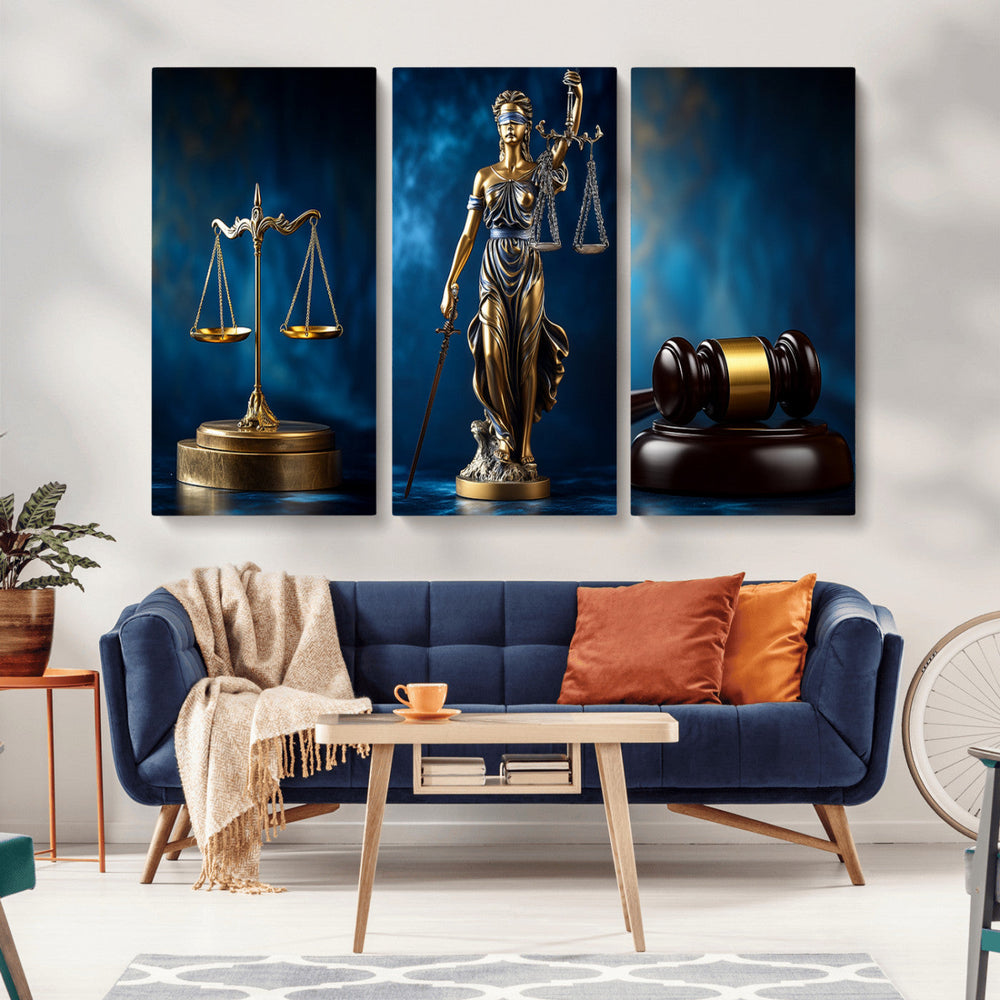 Lady Justice Wall Art Canvas Print – Elegant Gold Legal