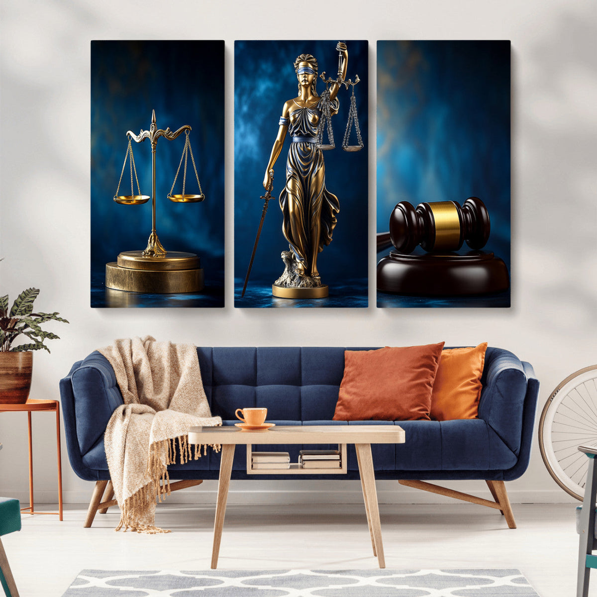 Lady Justice Wall Art Canvas Print – Elegant Gold Legal