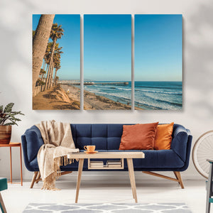 Scenic Beach Wall Art Canvas Print – Tall Palm Trees, Sandy