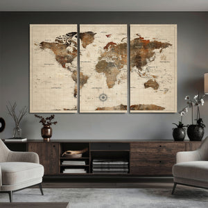 World Map Canvas Print – Framed Detailed Map of the World