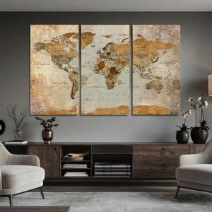 World Map Canvas Print – Detailed Map of the World Wall Art