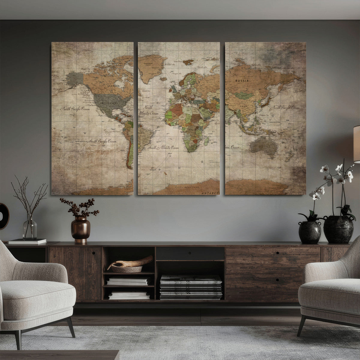 World Map Canvas Print – Framed Travel Map Wall Art for