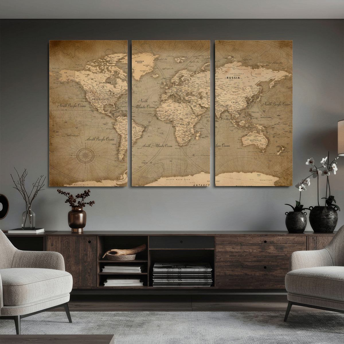 World Map Canvas Print – Framed Travel Map Wall Art for