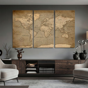World Map Canvas Print – Framed Travel Map Wall Art for
