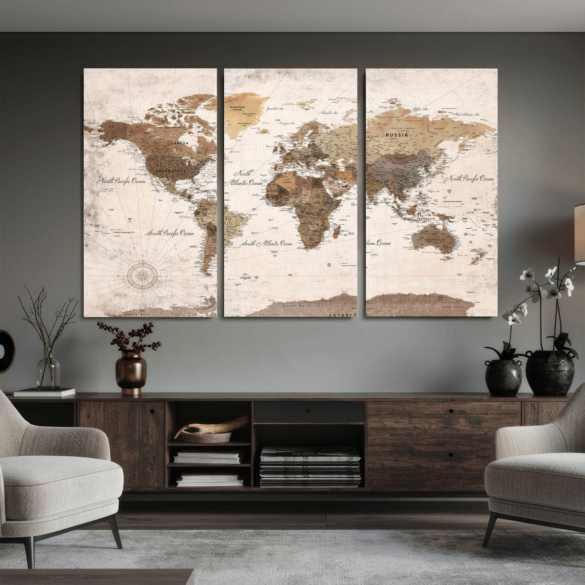 World Map Canvas Print – Framed Travel Map Wall Art for