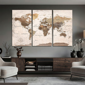 World Map Canvas Print – Framed Travel Map Wall Art for