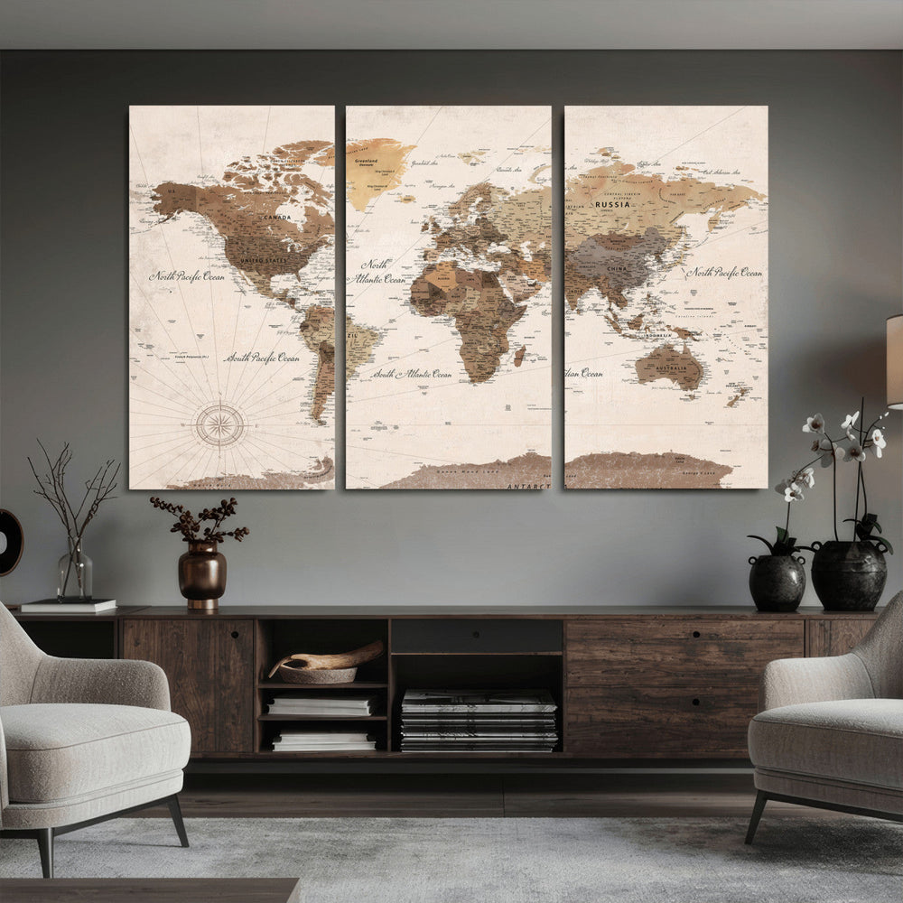 World Map Canvas Print – Framed Detailed Map of the World