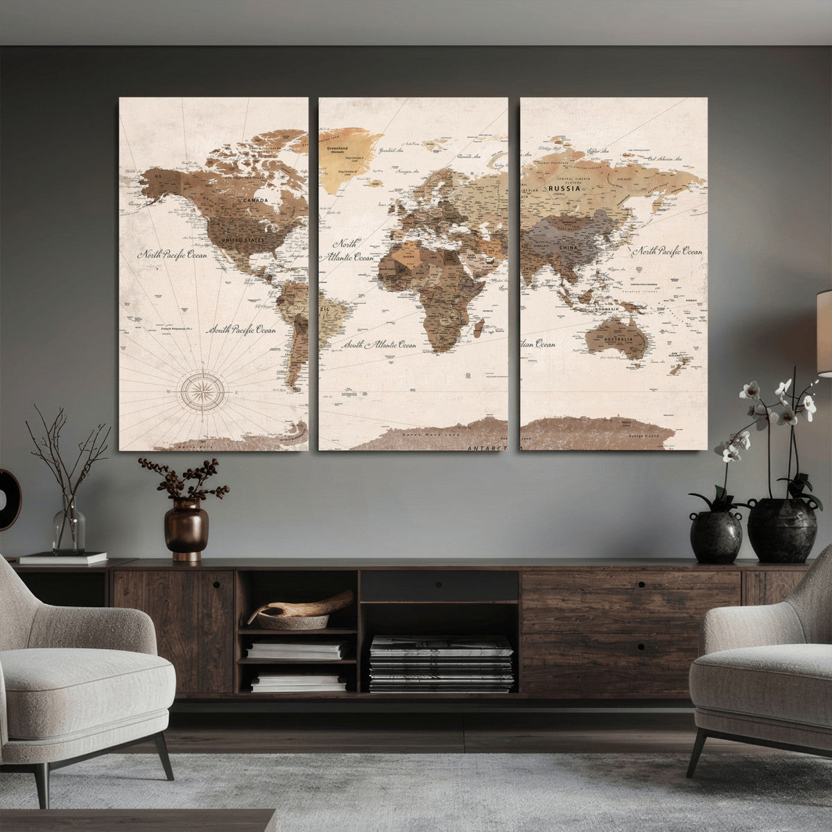 World Map Canvas Print – Framed Detailed Map of the World