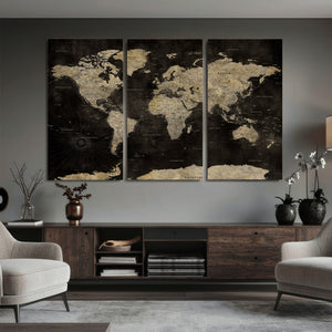 Push Pin World Map Canvas Wall Art Print, Interactive Travel