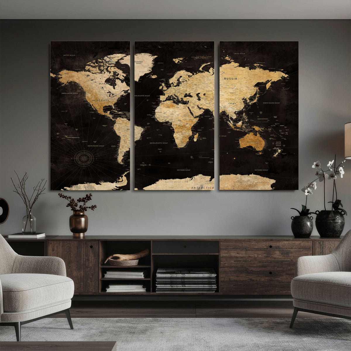 Extra Large World Map Canvas Print – Detailed Map Classic