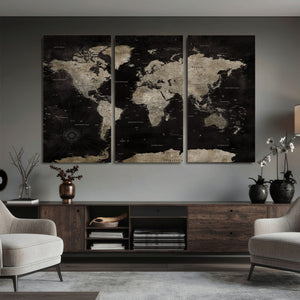 Detailed World Map Wall Art Print - Large Framed World Map