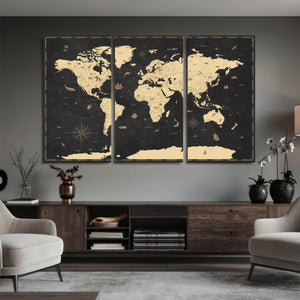 World Map Canvas Print – Detailed Map of the World Wall Art