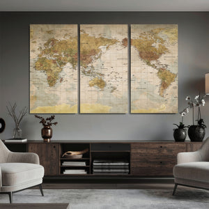 World Map Canvas Print – Detailed Map of the World Wall Art