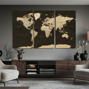 World Map Canvas Print – Framed World Map Wall Art for