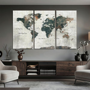 World Map Canvas Print – Framed Travel Map Wall Art for