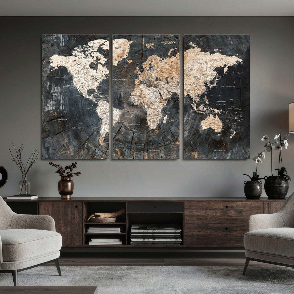 World Map Canvas Print – Detailed Map of the World Wall Art