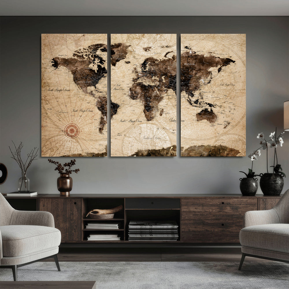 World Map Wall Art Canvas Print