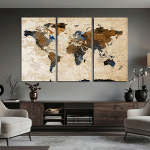 World Map Canvas Print – Framed Travel Map Wall Art for